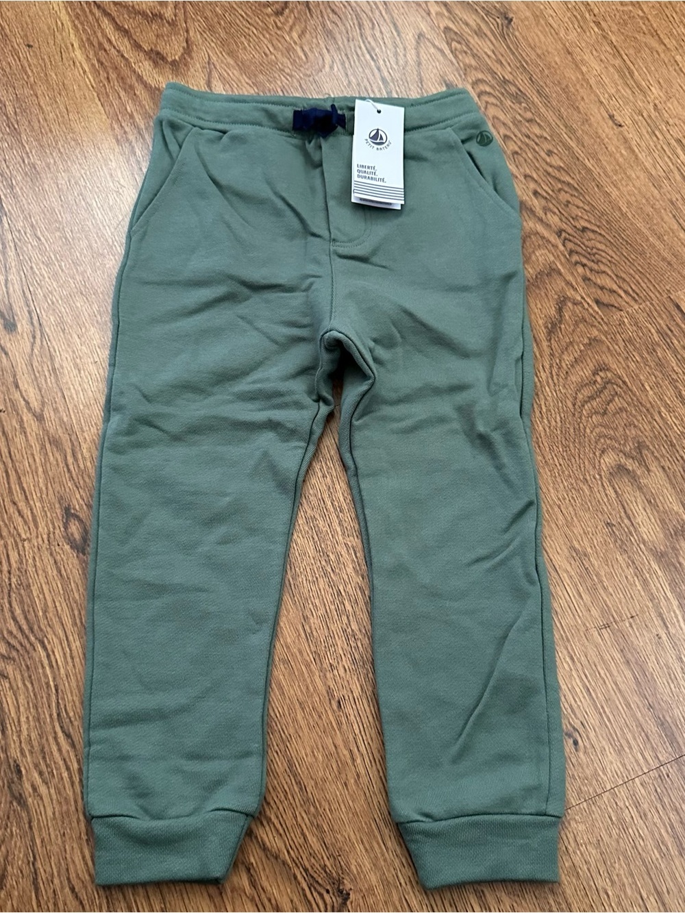 Petit Bateau Olive Green Kids Jogger Pants 5 years elastic waist NWT sweatpants